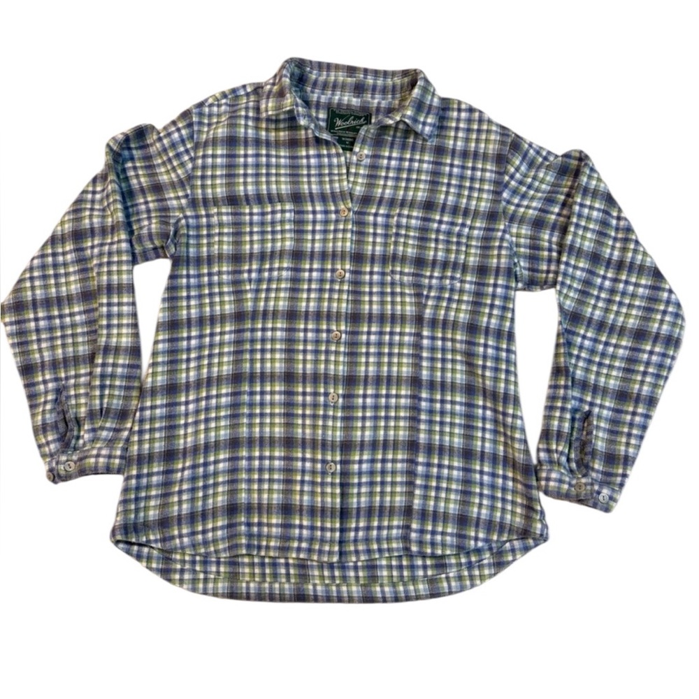 Woolrich Women’s Plaid Flannel Button-Down Shirt‎ | Size M | Blue Green